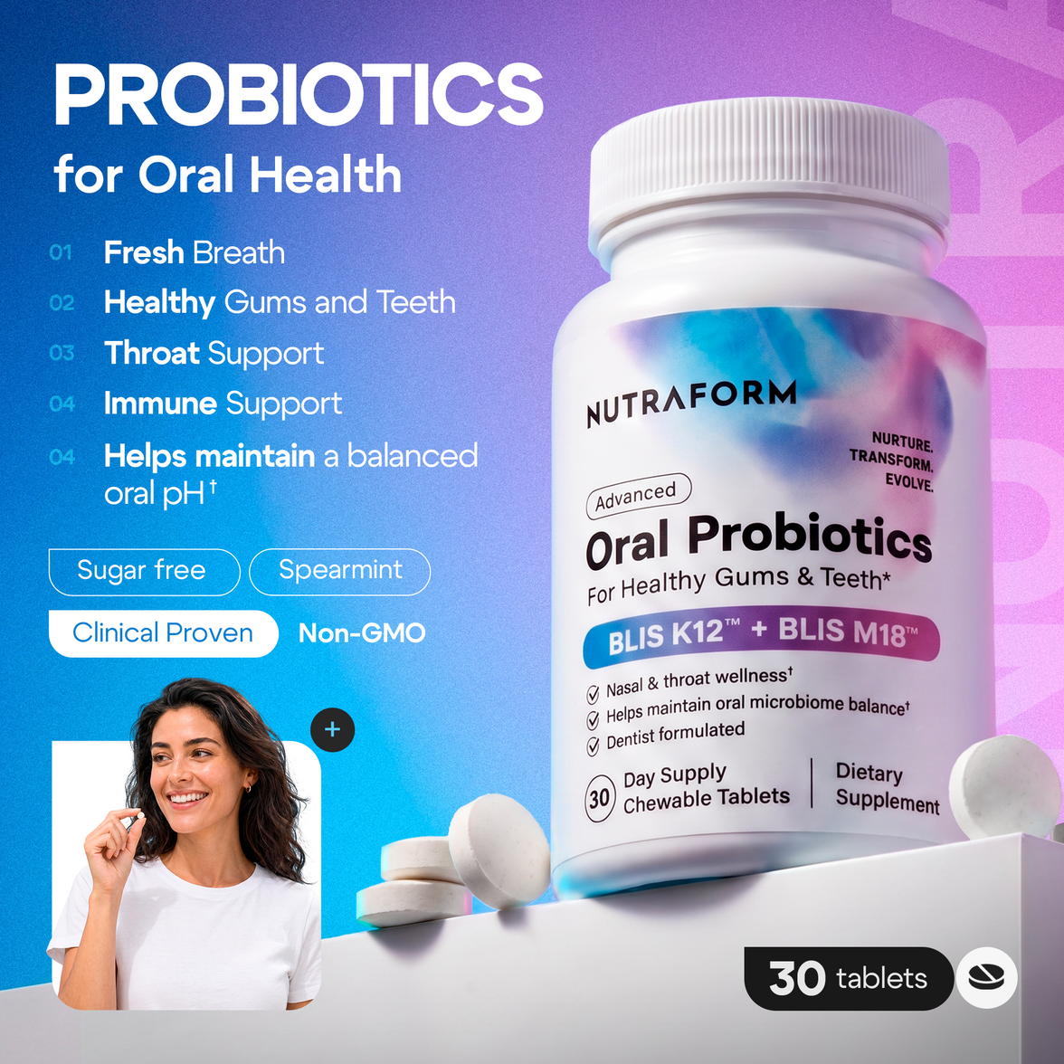 Oral Probiotics for Bad Breath Treatment for Adults, Streptococcus Salivarius K12 and M18 Dental Probiotic for Oral Health, Teeth and Gums, Dentist Formulated Sugar-Free Mint Chewables, 30 Count