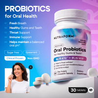 Oral Probiotics for Bad Breath Treatment for Adults, Streptococcus Salivarius K12 and M18 Dental Probiotic for Oral Health, Teeth and Gums, Dentist Formulated Sugar-Free Mint Chewables, 30 Count