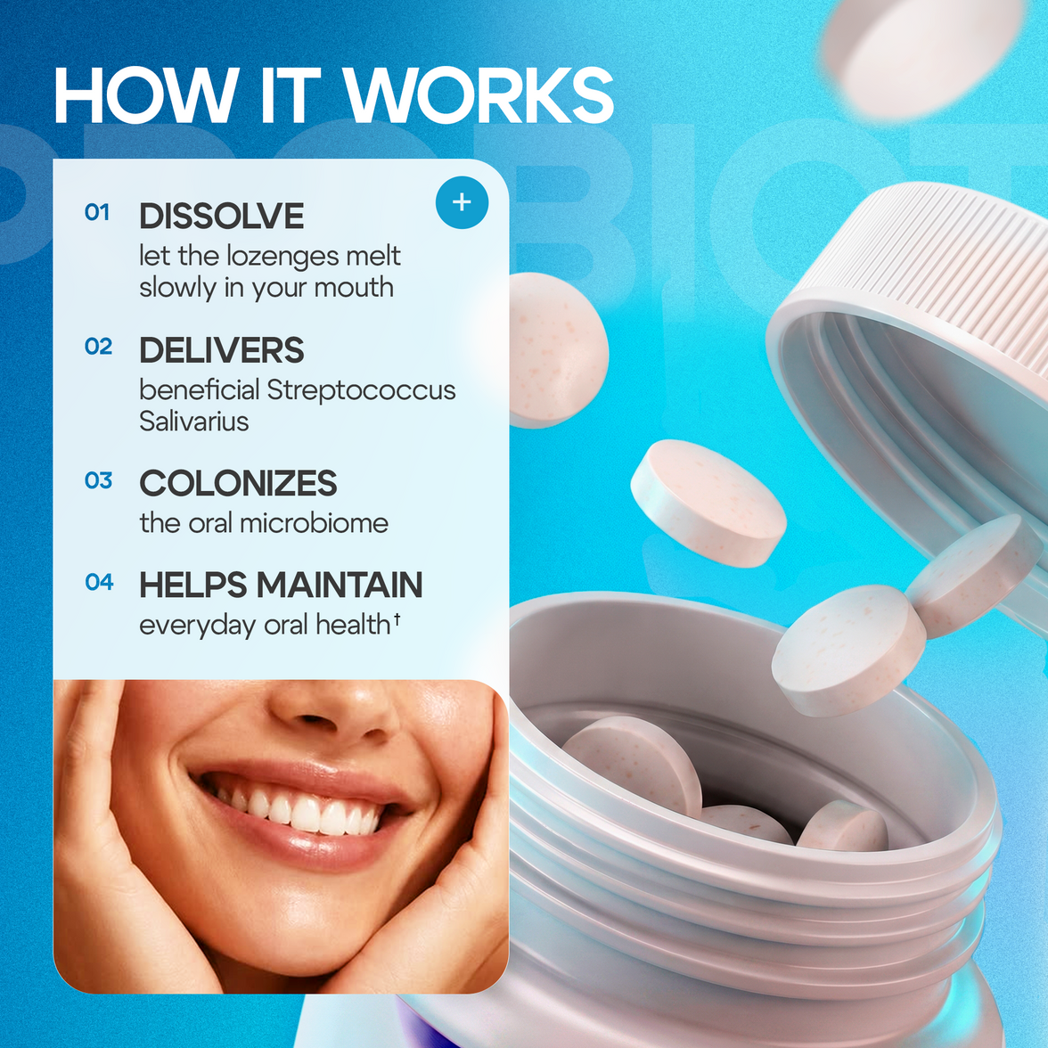 Oral Probiotics for Bad Breath Treatment for Adults, Streptococcus Salivarius K12 and M18 Dental Probiotic for Oral Health, Teeth and Gums, Dentist Formulated Sugar-Free Mint Chewables, 30 Count